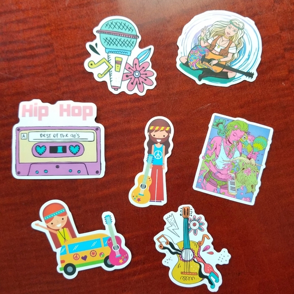 *Brand New!* 7 pc. Retro music sticker pack - Picture 2 of 9